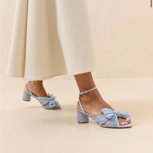 Dahlia Blue Pleated Bow Heel